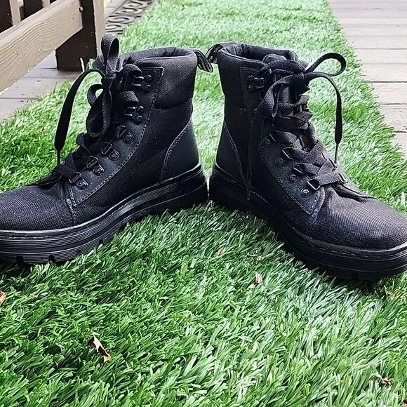 Dr. Martens Combat Boots Womens sz 8 Black Combs Ankle Poly Soles Bouncing EMS