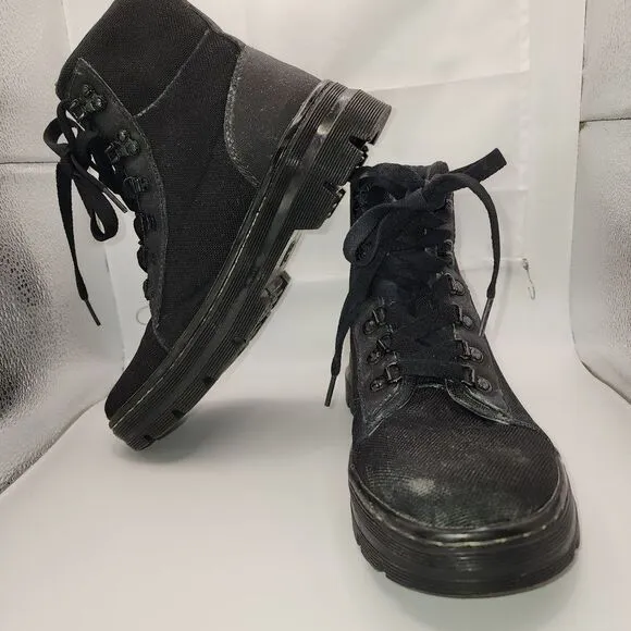 Dr. Martens Combat Boots Womens sz 8 Black Combs Ankle Poly Soles Bouncing EMS