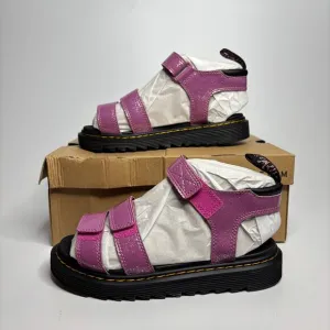 Dr. Martens Junior Klaire Glitter Sandals in Dark Pink Cosmic Glitter