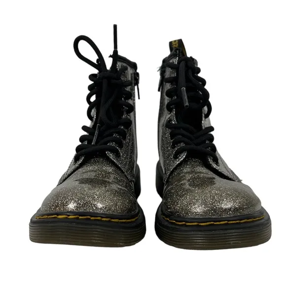 Dr. Martens Kids 12 Boots 1460 Silvery Glitter Lace Up Boots Outdoors Casual