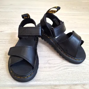 Dr. Martens kid's black leatherVossie sandals with adjustable straps - size 11