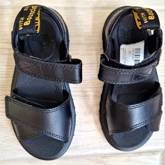 Dr. Martens kid's black leatherVossie sandals with adjustable straps - size 11