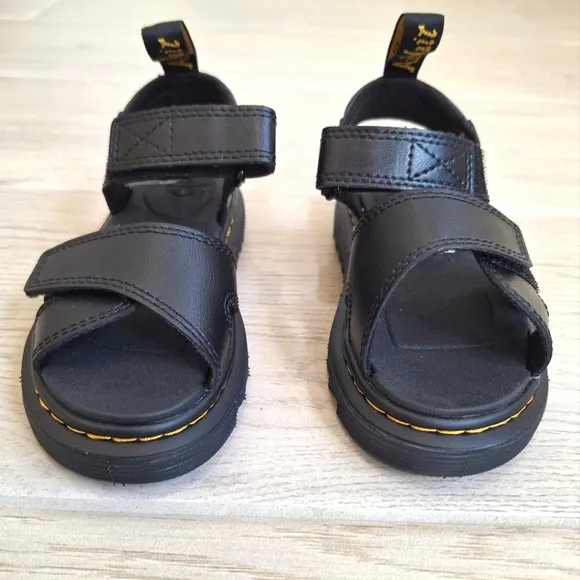Dr. Martens kid's black leatherVossie sandals with adjustable straps - size 11