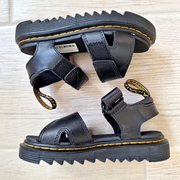 Dr. Martens kid's black leatherVossie sandals with adjustable straps - size 11