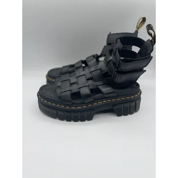 Dr. Martens Sandals Women Black Ricki Gladiator Strappy Shoes Sz EU 39/US 8 New