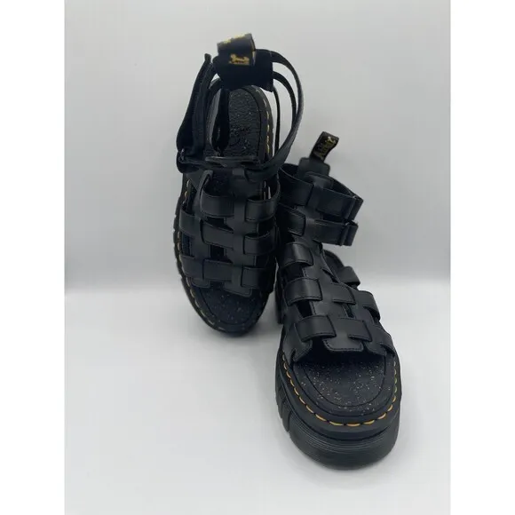 Dr. Martens Sandals Women Black Ricki Gladiator Strappy Shoes Sz EU 39/US 8 New