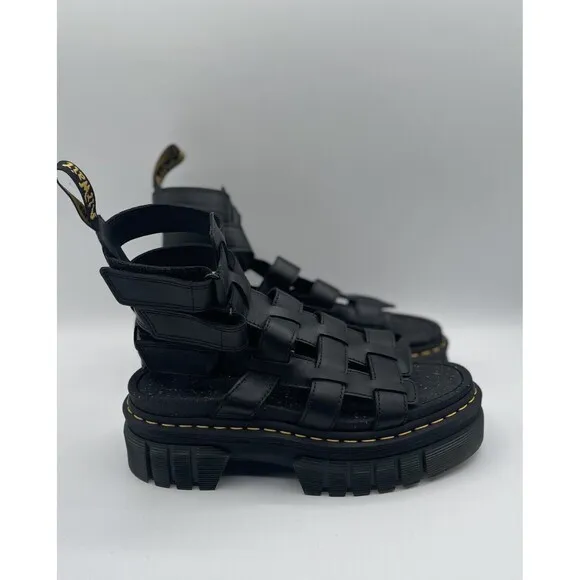 Dr. Martens Sandals Women Black Ricki Gladiator Strappy Shoes Sz EU 39/US 8 New