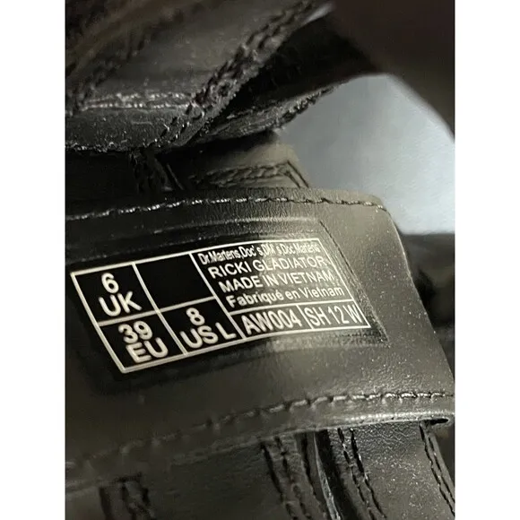 Dr. Martens Sandals Women Black Ricki Gladiator Strappy Shoes Sz EU 39/US 8 New