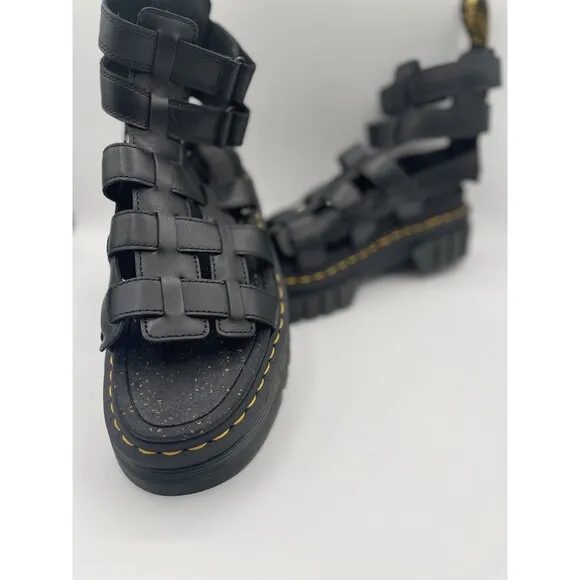 Dr. Martens Sandals Women Black Ricki Gladiator Strappy Shoes Sz EU 39/US 8 New