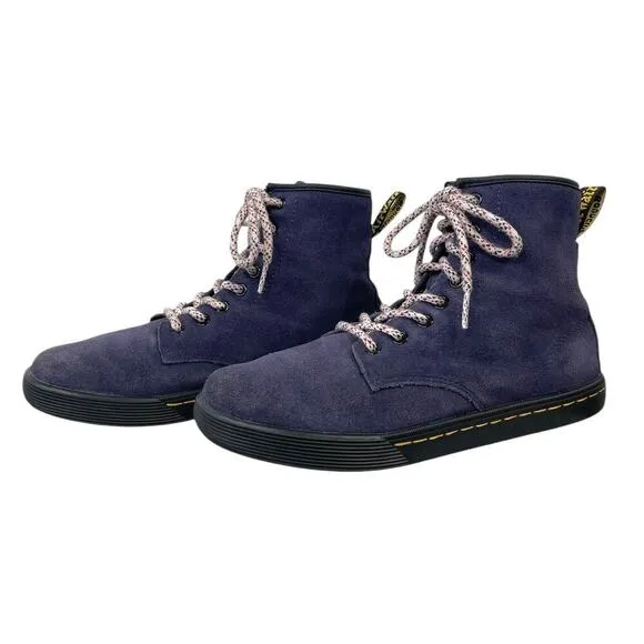 Dr. Martens Sheridan Suede Casual Boots Blue Women’s 8 High Top Lace-up Grunge