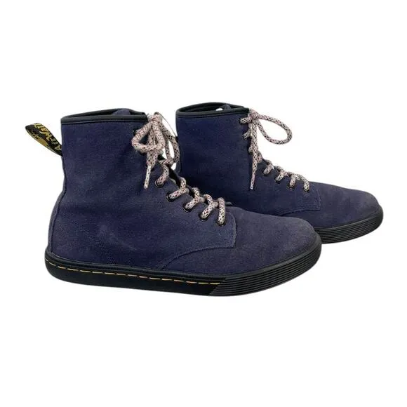 Dr. Martens Sheridan Suede Casual Boots Blue Women’s 8 High Top Lace-up Grunge