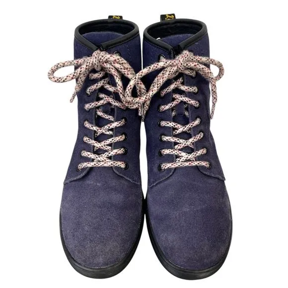 Dr. Martens Sheridan Suede Casual Boots Blue Women’s 8 High Top Lace-up Grunge