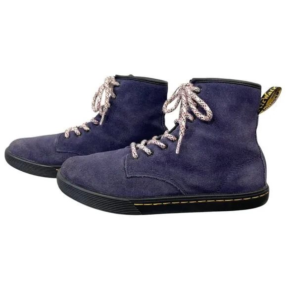 Dr. Martens Sheridan Suede Casual Boots Blue Women’s 8 High Top Lace-up Grunge