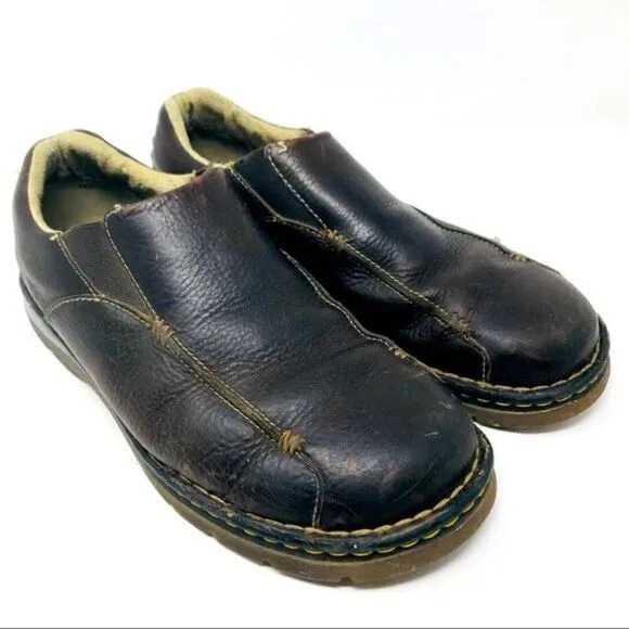 Dr Martens vintage brown leather slide on loafers 11 M