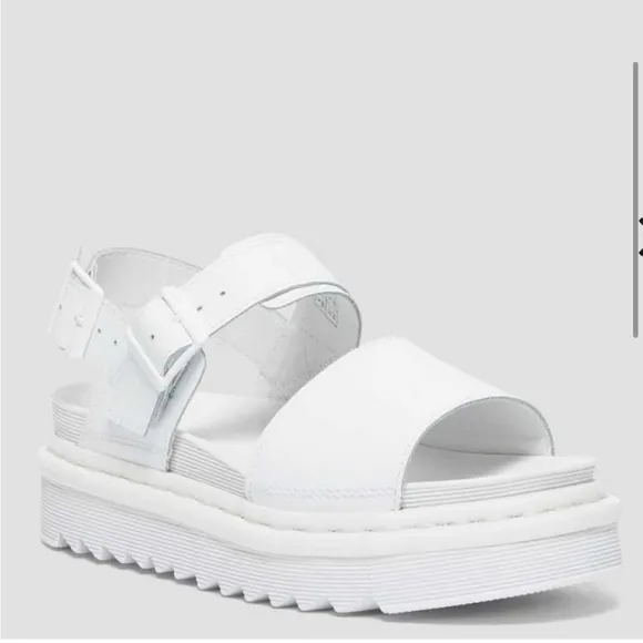 Dr MARTENS VOSS MONO HYDRO LEATHER White Platform Chunky STRAP SANDALS size 8