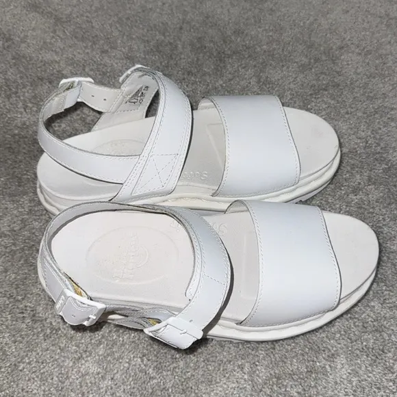 Dr MARTENS VOSS MONO HYDRO LEATHER White Platform Chunky STRAP SANDALS size 8