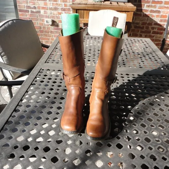 DR MARTENS Women's Brown Leather Tall Leather Riding Motorcycle Boots Size 6