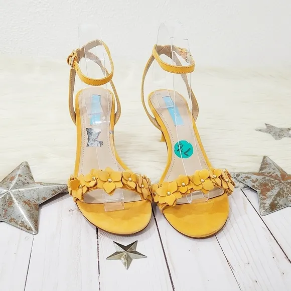Draper James Alice Floral Heeled Sandals light orange yellow size 7.5