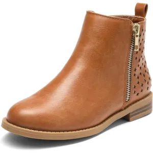 Dream Pairs Ankle Boot Women Tan Polyurethane Zipper Low Heels Toddler