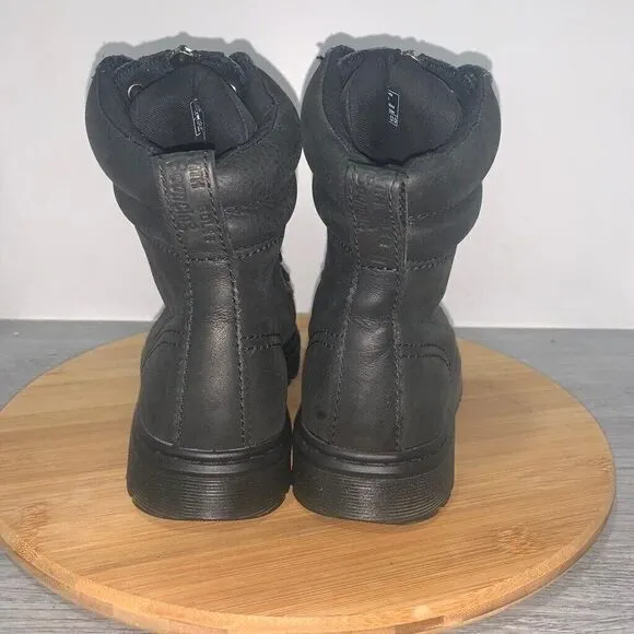 Dr. Martens Playa Boots Metallic Grey Leather Booties Zip Lace Women’s Size 6