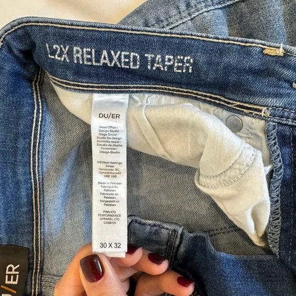 DU/ER L2X Relaxed Taper Jeans – Men’s 30x32 Light Wash Denim Stretch
