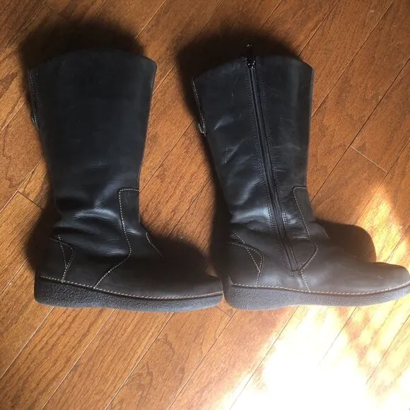 Duluth Trading Co Andina Tall Riding Boots Shoes Womens Size 8.5 Black Leather