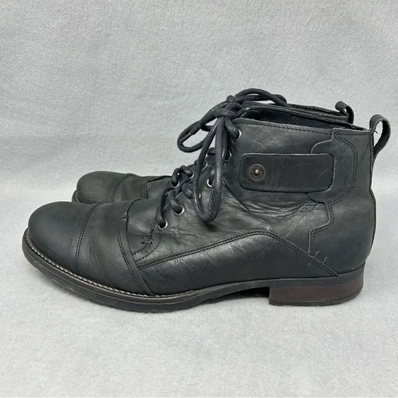 Dune London Simon Casual Leather Lace-Up Boots Black Men’s Sz 10 M