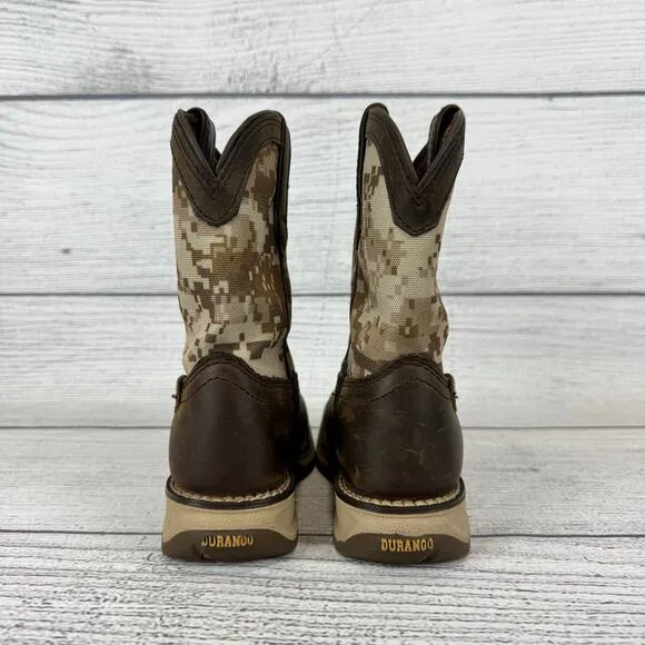 Durango Boy's Western Brown Desert Camo Pull On Cowboy Boots Size 11