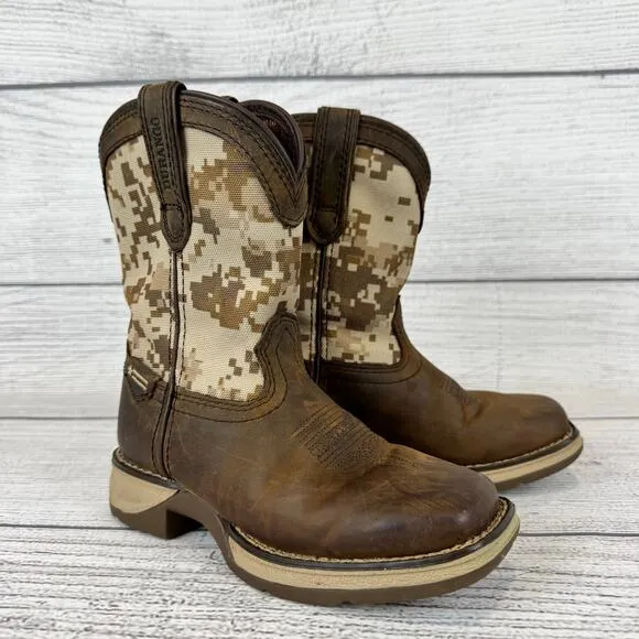 Durango Boy's Western Brown Desert Camo Pull On Cowboy Boots Size 11