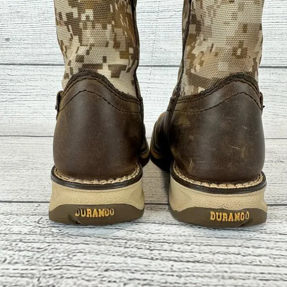 Durango Boy's Western Brown Desert Camo Pull On Cowboy Boots Size 11