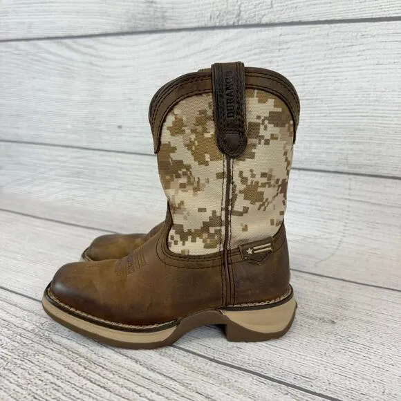 Durango Boy's Western Brown Desert Camo Pull On Cowboy Boots Size 11