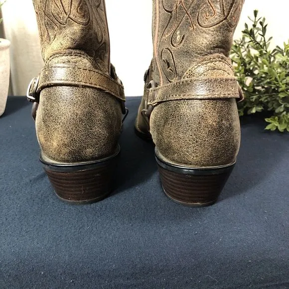 Durango Crush Distressed 11&quot; Heart Concho Women's Size 8M Western Boots RD4155
