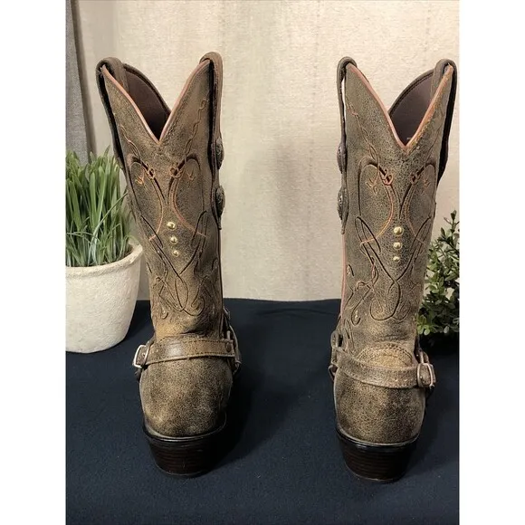 Durango Crush Distressed 11&quot; Heart Concho Women's Size 8M Western Boots RD4155