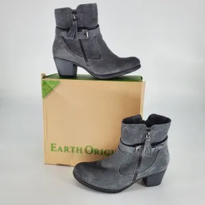 Earth Origins Tori Grey Suede Water Repellent Heel Ankle Boots, Size 7.5