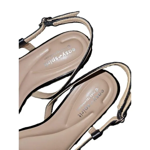 Easy Spirit Glenni Black Open Toe Strappy Slingback Sandals Size 7.5 W New