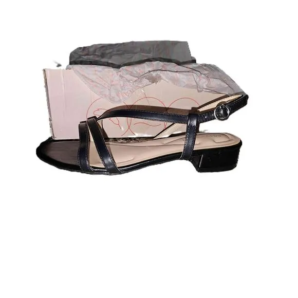 Easy Spirit Glenni Black Open Toe Strappy Slingback Sandals Size 7.5 W New
