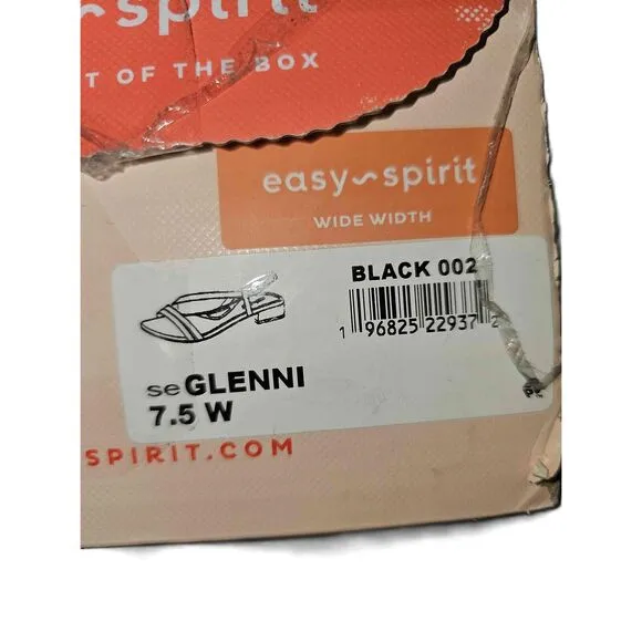 Easy Spirit Glenni Black Open Toe Strappy Slingback Sandals Size 7.5 W New