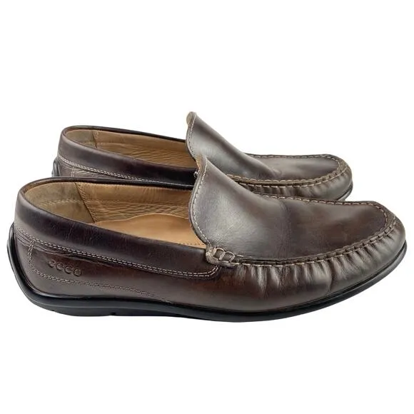 Ecco Brown Leather Slip On Men Loafers Size 42 / 8