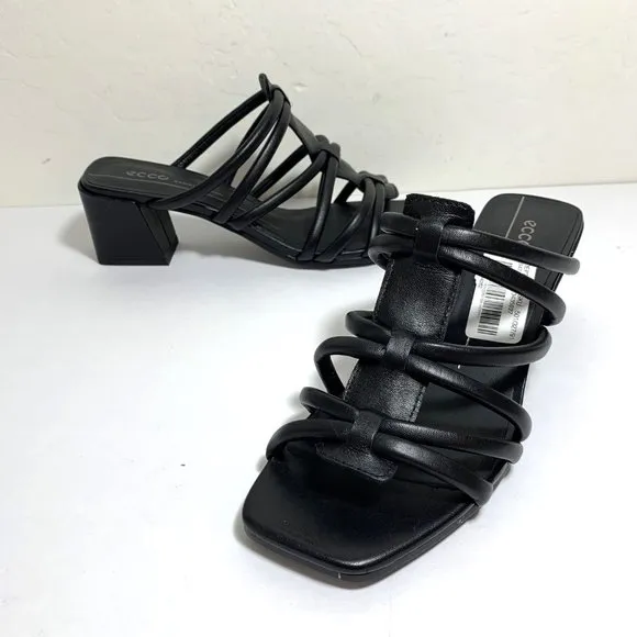 Ecco Elevate Squared 50 Sandals Strappy Slide Leather Black Size 37 US 6 - 6.5