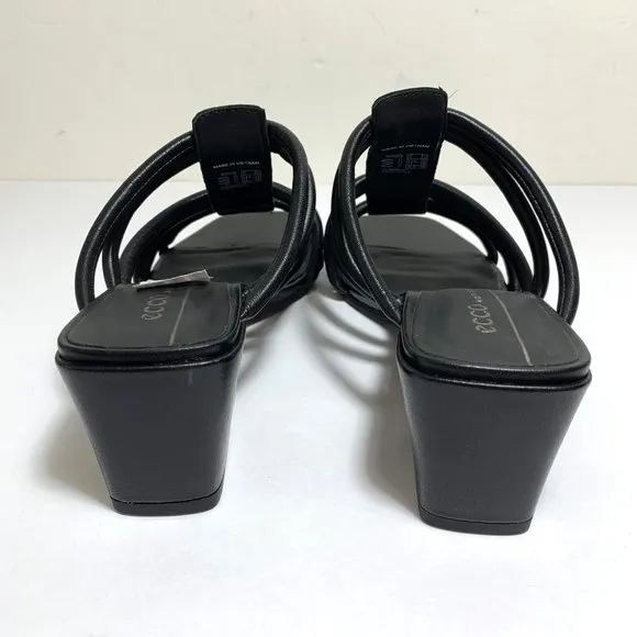Ecco Elevate Squared 50 Sandals Strappy Slide Leather Black Size 37 US 6 - 6.5