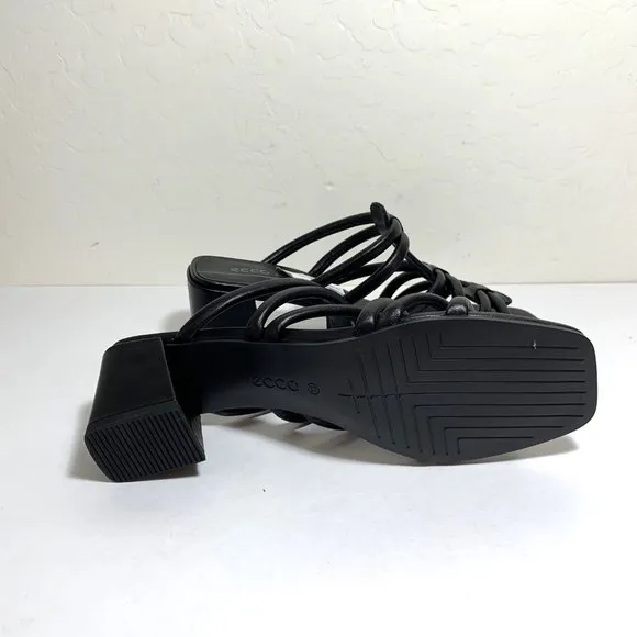 Ecco Elevate Squared 50 Sandals Strappy Slide Leather Black Size 37 US 6 - 6.5