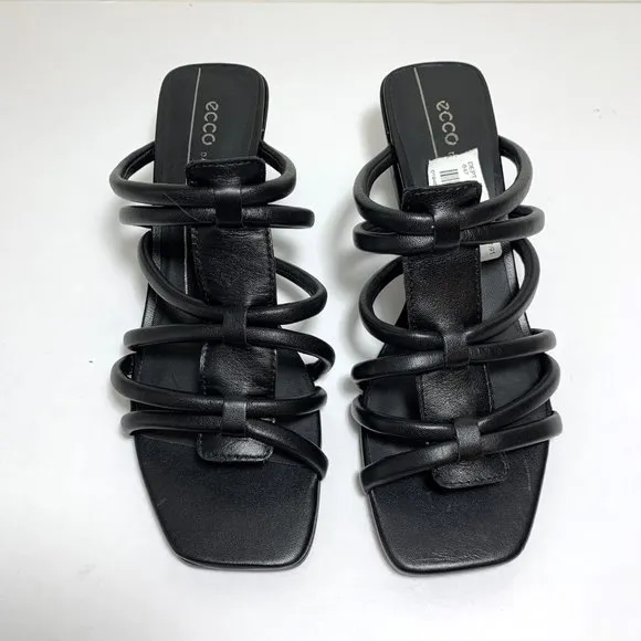 Ecco Elevate Squared 50 Sandals Strappy Slide Leather Black Size 37 US 6 - 6.5