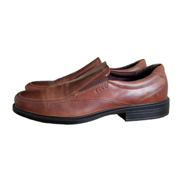 Ecco Helsinki 2.0 Apron Toe Men's Size 13.5  EU 47 Brown Leather Slip On Loafers