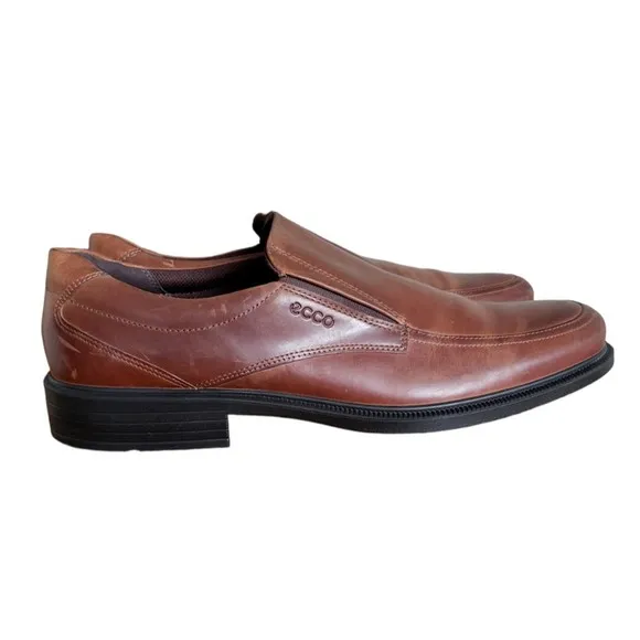 Ecco Helsinki 2.0 Apron Toe Men's Size 13.5  EU 47 Brown Leather Slip On Loafers