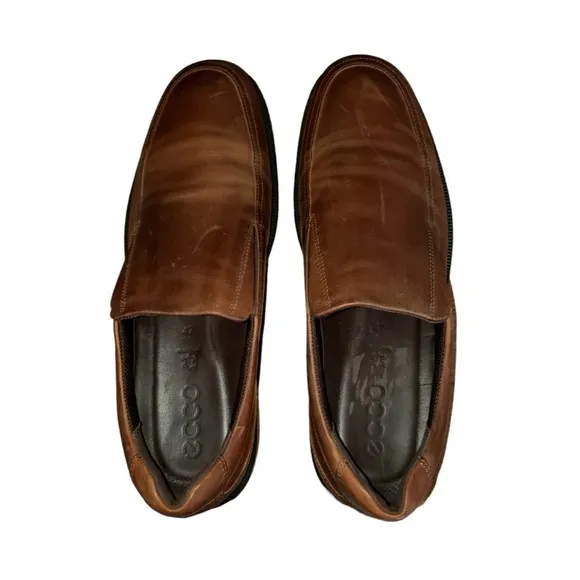 Ecco Helsinki 2.0 Apron Toe Men's Size 13.5  EU 47 Brown Leather Slip On Loafers