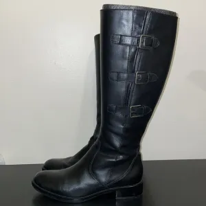 ECCO Hobart Tall Leather 3 Buckle Riding Boots.  Size 8.5.