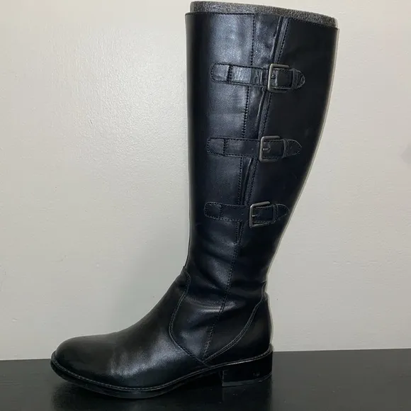 ECCO Hobart Tall Leather 3 Buckle Riding Boots.  Size 8.5.