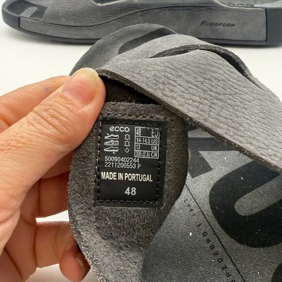 ECCO Men's 2nd Cozmo Two Band Slide Sandals EU 48 US 14-14.5 Grey NWOB