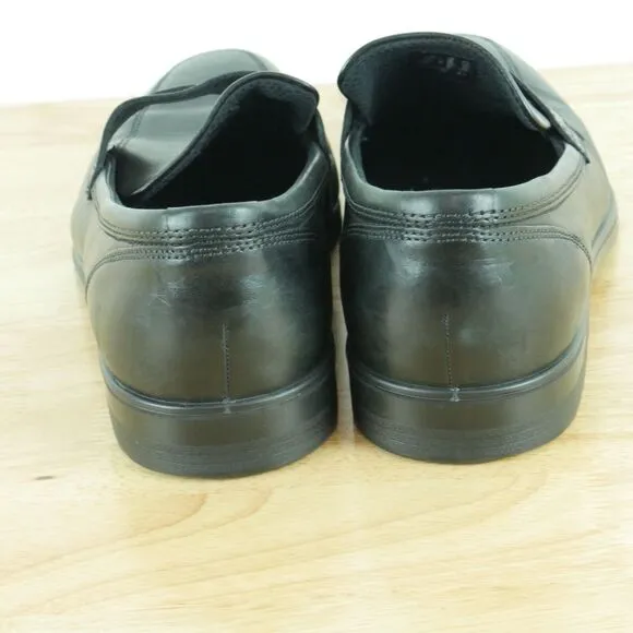 Ecco Men's 43 US 9 9.5 Melbourne Penny Loafers Black Leather Slip On Shoes