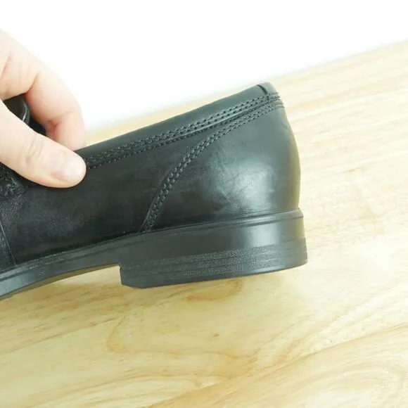 Ecco Men's 43 US 9 9.5 Melbourne Penny Loafers Black Leather Slip On Shoes